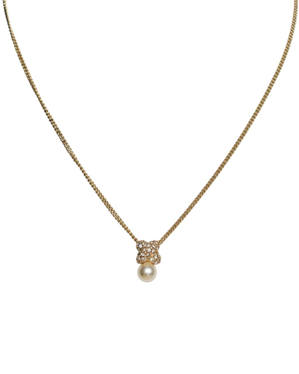 Christian Dior - Gold-plated, Faux Pearl, Rhinestones - Necklace with pendant