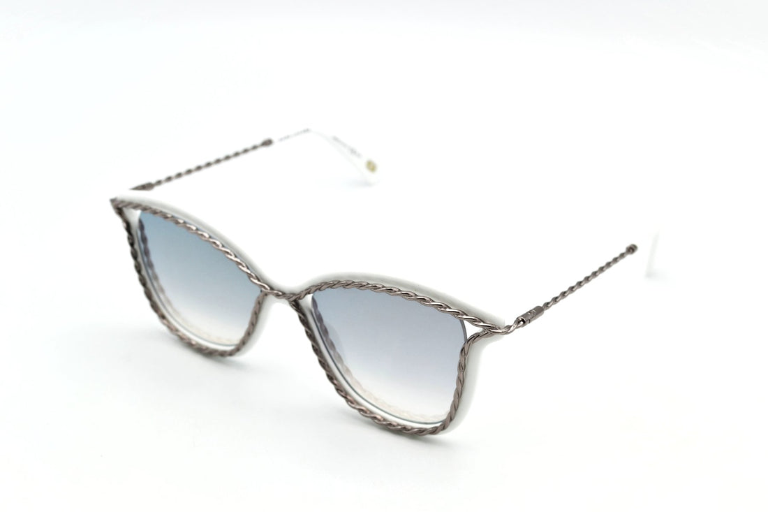 Marc Jacobs - Made in Italy - 160S VK6IC - White Acetate & Curved Silver Metal - Mirrored Lenses - *New* - Sunglasses