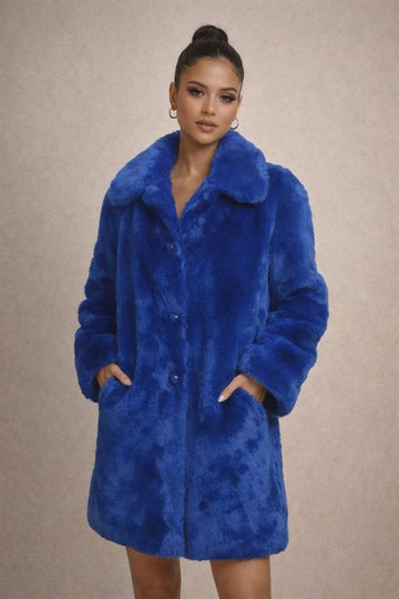 Valentino Blue Faux Fur Coat